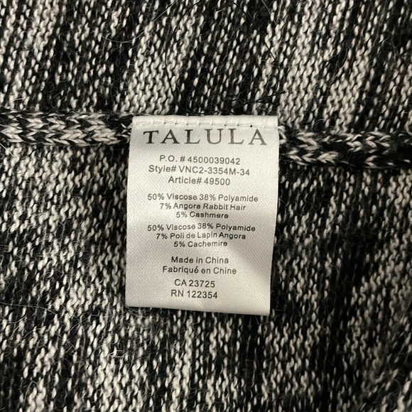 Talula Open Cardigan Sweater Marled Black Gray Size Large Angora Cashmere Blend - Picture 6 of 9